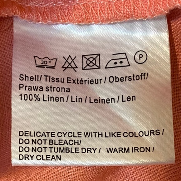 Malvin 100% Linen Coral Button-Down Dress with pockets and shell buttons Small/6 - Picture 8 of 10